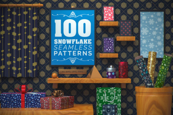 100 Snowflake Seamless Patterns for Winter and Christmas Design