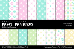 Paws Patterns Pastel Digital Papers