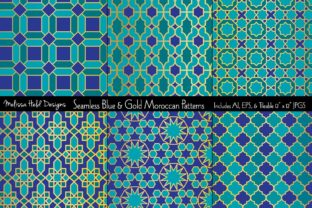 Seamless Blue Gold Moroccan Patterns: A Unique Design Resource for Creative Projects