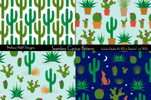 Seamless Cactus Patterns