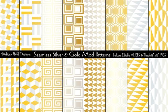 Seamless Silver Gold Mod Patterns for Creative Designers