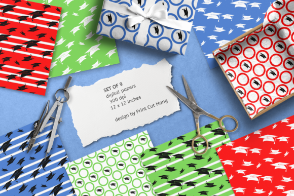 Set of 9 Graduation Seamless Patterns: Elevating Design with Versatile and Modern Graphics