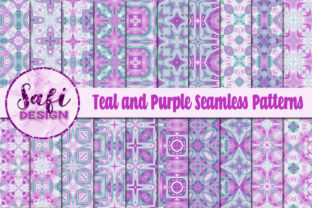Teal and Purple Seamless Patterns